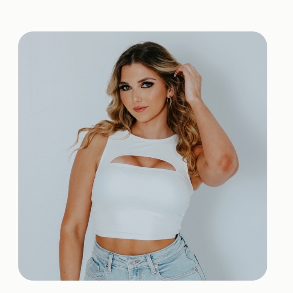 White Sleeveless Cutout Top